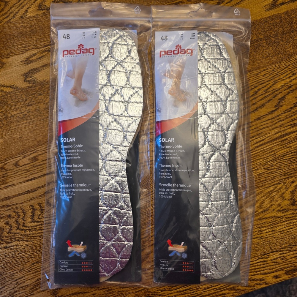Thermal‎ Shoe inserts Pedag Solar Thermo Insoles 2 Pair Wool 15 US Foot Warmer
